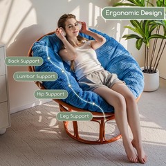 HIGOGOGO Papasan Chair Cushion with Corduroy Cover (Without 48inch, Navy