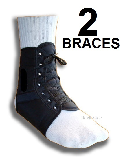 Ankle Brace Support Stabilizer Lace up ( ONE PAIR ) By FLEXIBRACE