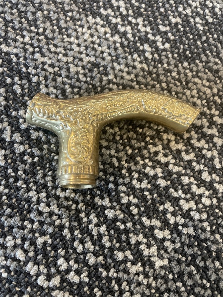 Vtg. Art Deco Art Nouveau Brass Handle Replacement Only Floral For Walking Cane