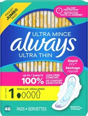 Brand New Ultra Thin Pads with Wings, Size 1, Regular, 46 Count