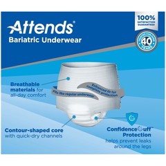 Attends Bariatric Adult Disposable Underwear XXL AU50 Super Absorbent Core 48 Ct