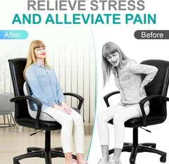 Seat Cushion Office Chair Car & Wheelchair Use W/ Lumbar Support Pillow & Memory