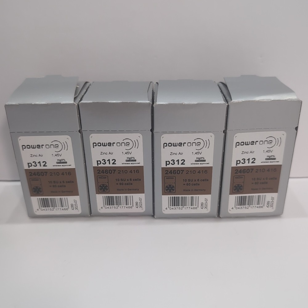 Powerone 312 Hearing Aid Batteries 4×60= 240 Total New Made In Germany Exp 2023