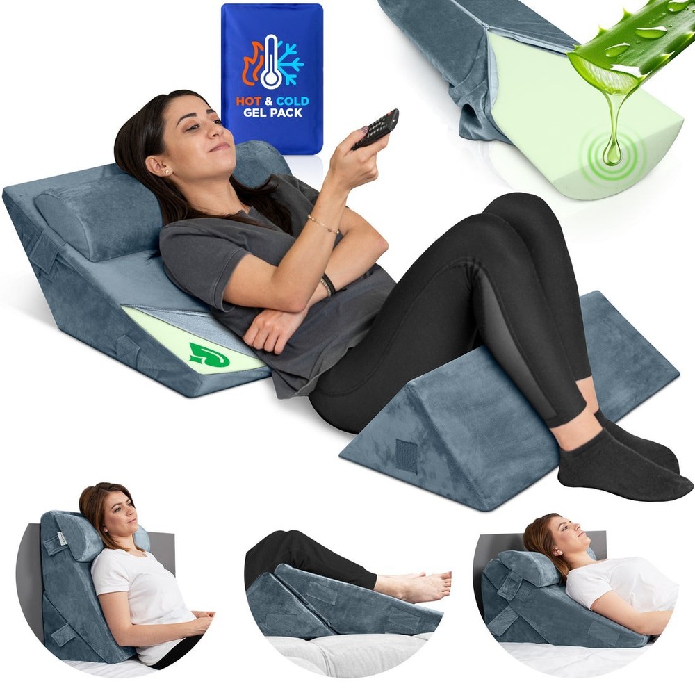 Lunix 3pcs Orthopedic Bed Wedge Pillow Set, Post Surgery Aloe Vera Memory Foa…