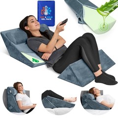 Lunix 3pcs Orthopedic Bed Wedge Pillow Set, Post Surgery Aloe Vera Memory Foa…