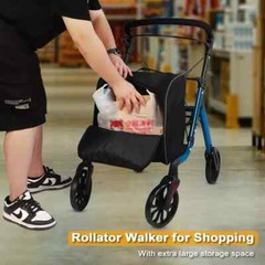 FlyingJoy Rollator Walker-4-Wheels Trolley for Elderly & Shopping Up to 300 LBS