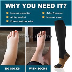 Calf High Compression Sock 15-20 Black Beige S-XXL Soft Uniform Dress Daily Wear