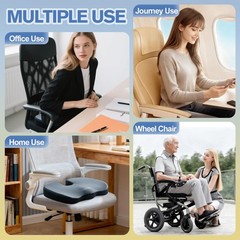Ergonomic Seat Cushion Memory Foam Hip Pressure Relief NonSlip Large Navy 17.7x