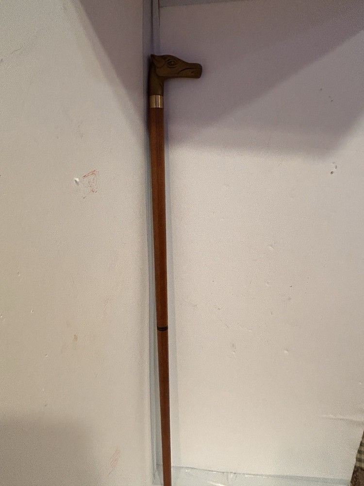 Vintage Wood & Solid Brass Horse Head Cane Walking Stick 35″ # 7194