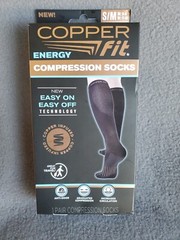 COPPER FIT ENERGY COMPRESSION SOCKS S/M 1 PAIR NYLON/SPANDEX/POLYESTER