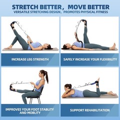 Adjustable Foot and Calf Stretcher Strap for Pain Relief & Flexibility – Blue