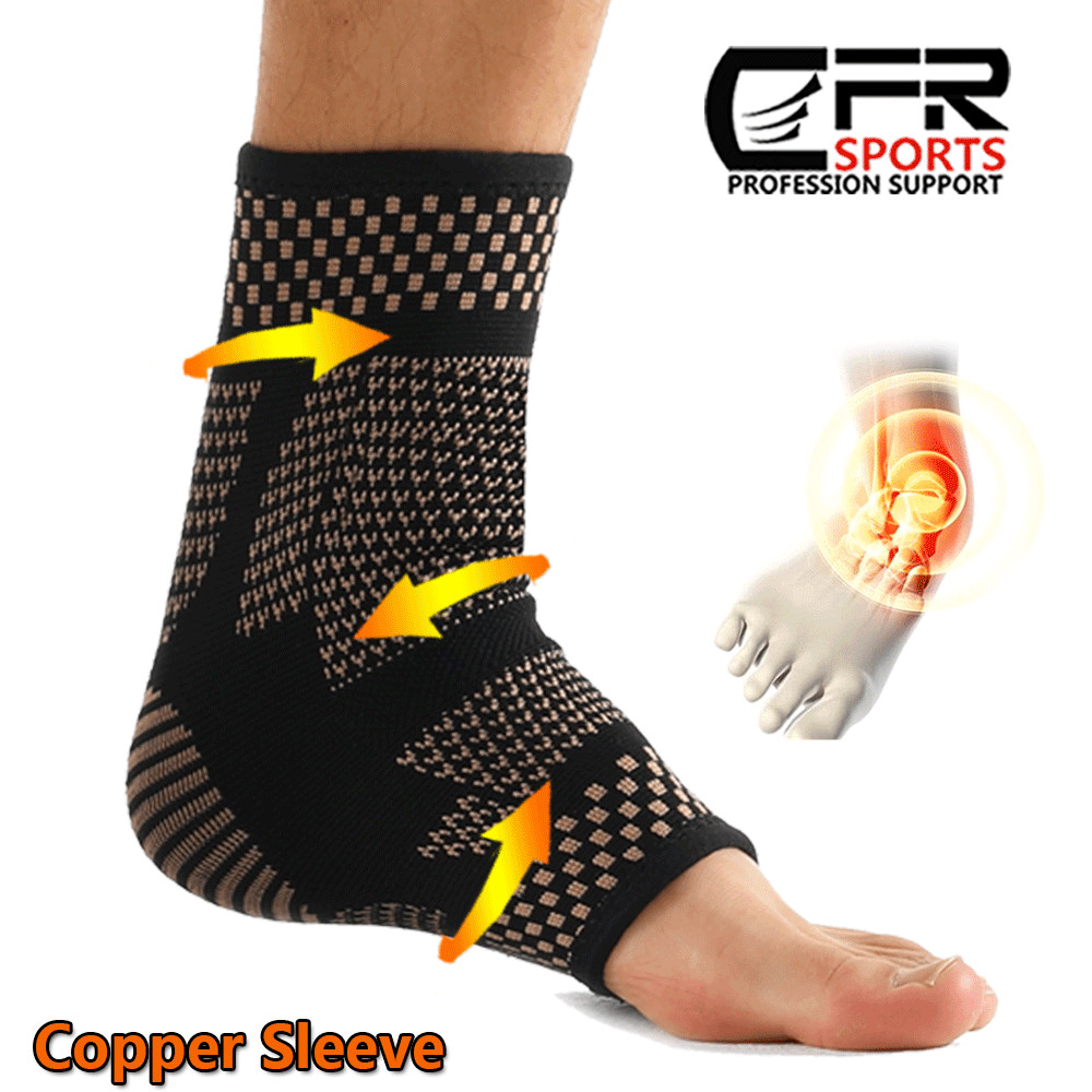 Copper Ankle Sport Foot Wrap Support Brace Compression Achilles tendonitis Sport