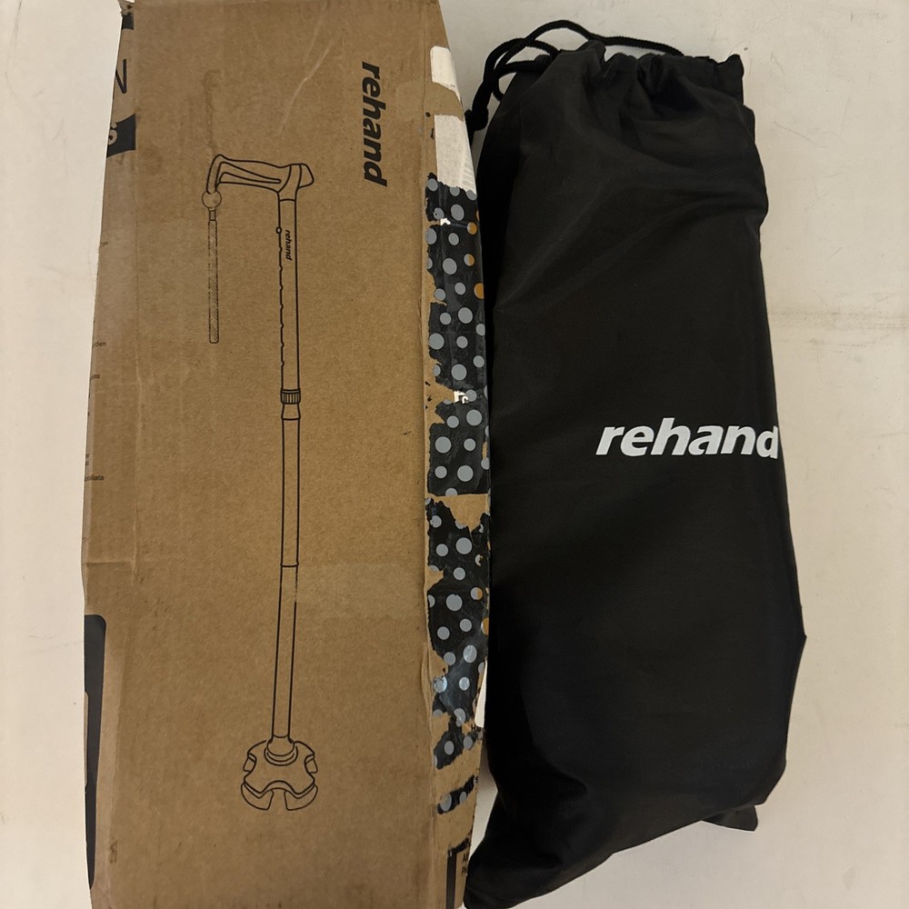Rehand All Terrain Pivot Quad Cane Folds Adjustable Lightweight -SILVER