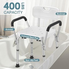 Shower Chair for Elderly and Disabled with Padded Medium Off White/Dark Gray