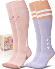 Thick Cotton Compression Socks for 15-20mmHg Cute Knee High Socks for Running…