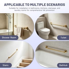 36″ Brushed Gold Grab Bars – 1.25″ Stainless Steel Safety Handrail, Anti-Slip Sh
