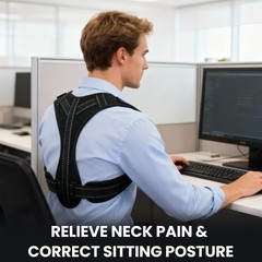 Posture Corrector for Men and Women, Adjustable Back Brace X-Large, Black