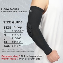 HOPEFORTH 2PCS Padded Elbow Sleeves Compression Arm XX-Large, Black Pad