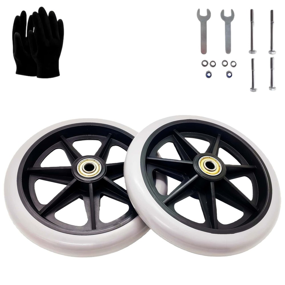 2Pcs 6 Inch Greyish Wheels for Walker – Universal Hard 6 inches, Light Whtie