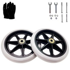 2Pcs 6 Inch Greyish Wheels for Walker – Universal Hard 6 inches, Light Whtie