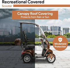 Electric Mobility Scooter for Adults with Canopy and Windshield – 300 Lb Capacit