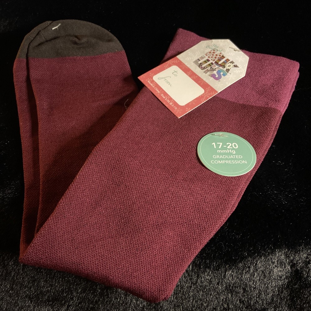 MUK LUKS 17-20 mmHG Graduated Compression Trouser Socks – 1 Pair, Burgundy L/XL