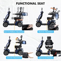 1000W 4 Wheels Mobility Scooters 500lbs Capacity 48V/20A 33 Miles Seniors Adults