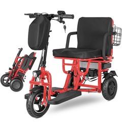 700W Dual Motor 3-Wheels Folding Senior Electric Mobility Scooter 48V/10Ah 300lb