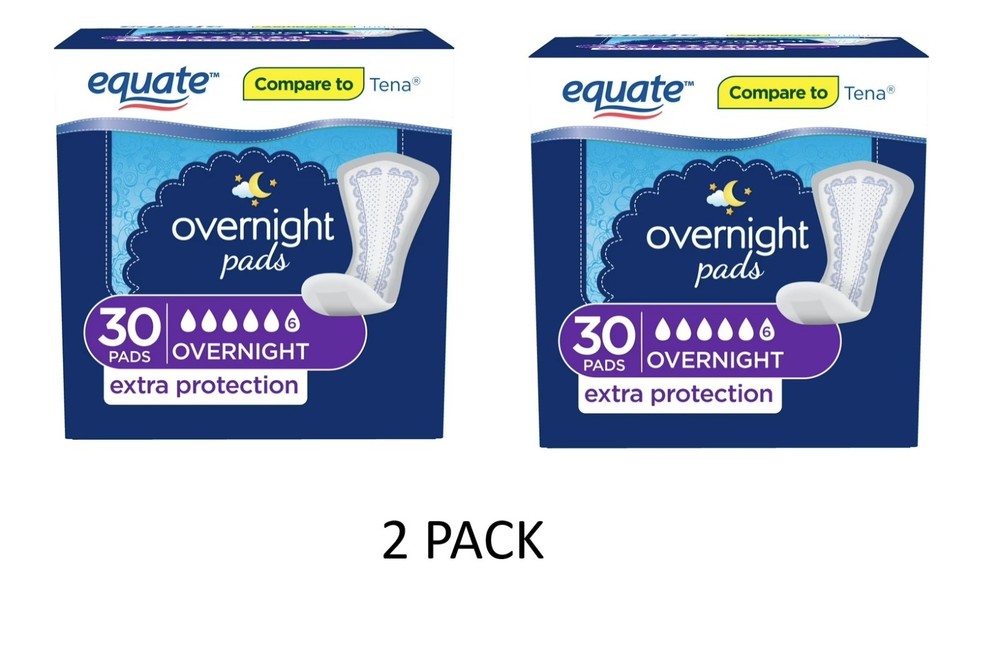 2 PACK Women’S Incontinence Pads, Overnight (30 Count)