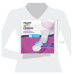 Equate Options Incontinence Pads for Women, Ultimate, Long, 51-102 Count
