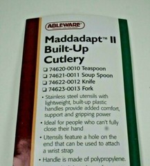 Maddadapt II Built-Up Cutlery Ableware Fork and Spoon Set Large Handle Easy Grip