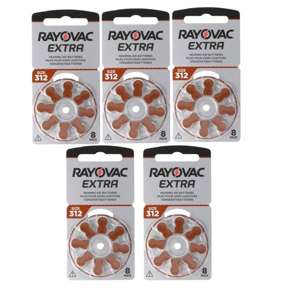 40 Rayovac Extra Size 312 Hearing Aid Batteries PR41 1.4V Zinc Air 8BL