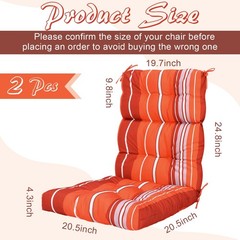 Dilunave Adirondack Chair Cushions Set of 46 x 22 x 4 inches, Orange Stripes