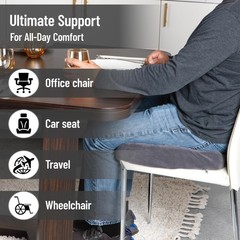 Mind Reader Air-Cloud Memory Foam Seat Cushion Ergonomic Support For Lower Back