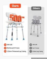 VEVOR Shower Chair 500LBS Capacity Bathtub Seat for Inside Shower or Tubs