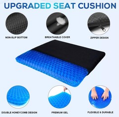 Gel Seat Cushion – Non-Slip Egg Standard – 16.5×14.5×1.65inch, Blue