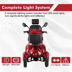 Heavy Duty 4-Wheel Mobility Scooters 31 Miles 3-Speed 800W 500lbs Capacity