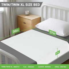 Bed Pads Washable Waterproof Incontinence Reusable 36×37 Inch White Twin XL