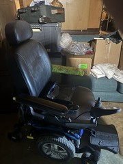 Quantum Power Wheelchair w/ Joystick, Headrest, Footrest Blue/Black