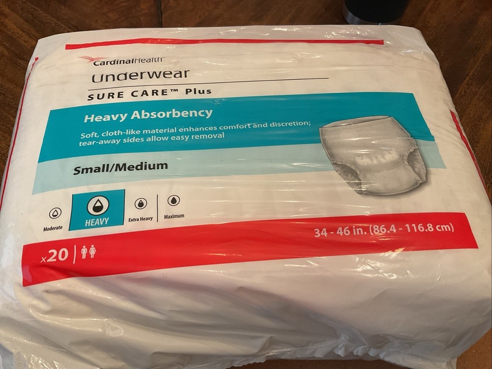 Cardinal Health Underwear Sure Care Plus Heavy Absorbency, Size S/M