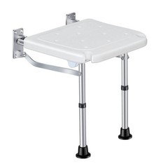 Folding Shower Bench Wall Mounted Flip Up Bath Seat Height Adjustable For