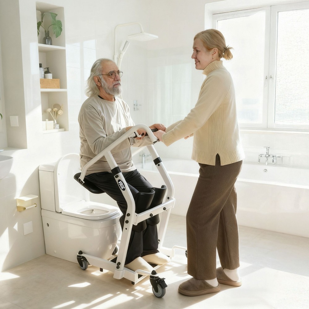 Patient Transport Stand Assist Lift, Wheeled Mobility Device for Seniors