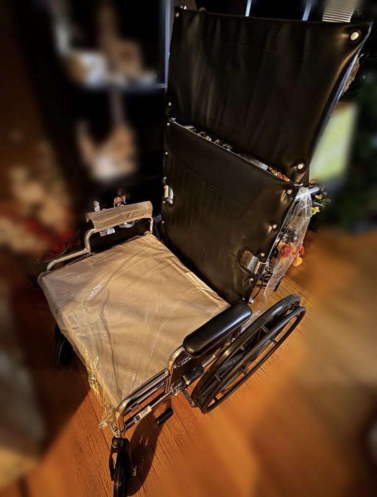 Manual Wheelchair Foldable Steel Frame Black Padded Armrest Mobility Aid
