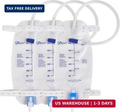 3 Pack Easy-Tap Catheter Leg Bag Urinary Drainage Bag, 500ml, Anti-Reflux Valve,