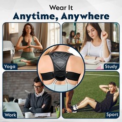 AuFlex Posture Corrector for Men & Women – Bodywellness Free Size, Black
