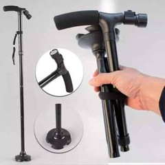 Folding Walking Cane for Seniors Men & Women with Non-Slip T Handle and Strap