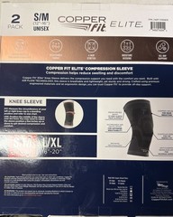 Copper Fit Elite Compression Knee Sleeve 2 Pk S/M 12-16” Airflow NEW