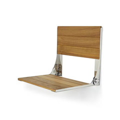 18 In. Cameo Folding Wall Mount Shower Bench Seat, Natural Teak Wood with Polish