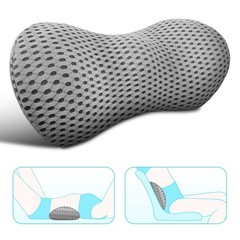 Memory Foam Lumbar Support Pillow for Office Chair – Lower Back Pain Relief, Gre