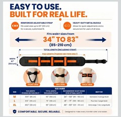 Gait Belt, Upgraded with Metal Buckle & Detachable Leg Straps, 7 Handles-Med